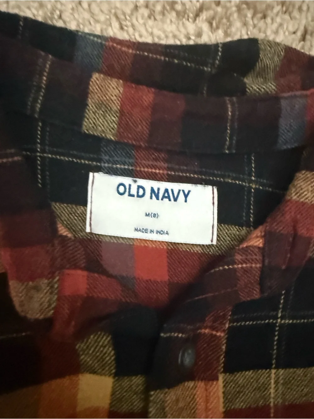 Old Navy Red Black Yellow Plaid Flannel Button-Down